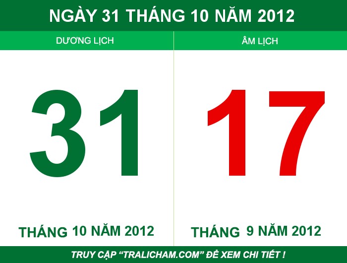 Ngày 31 tháng 10 năm 2012